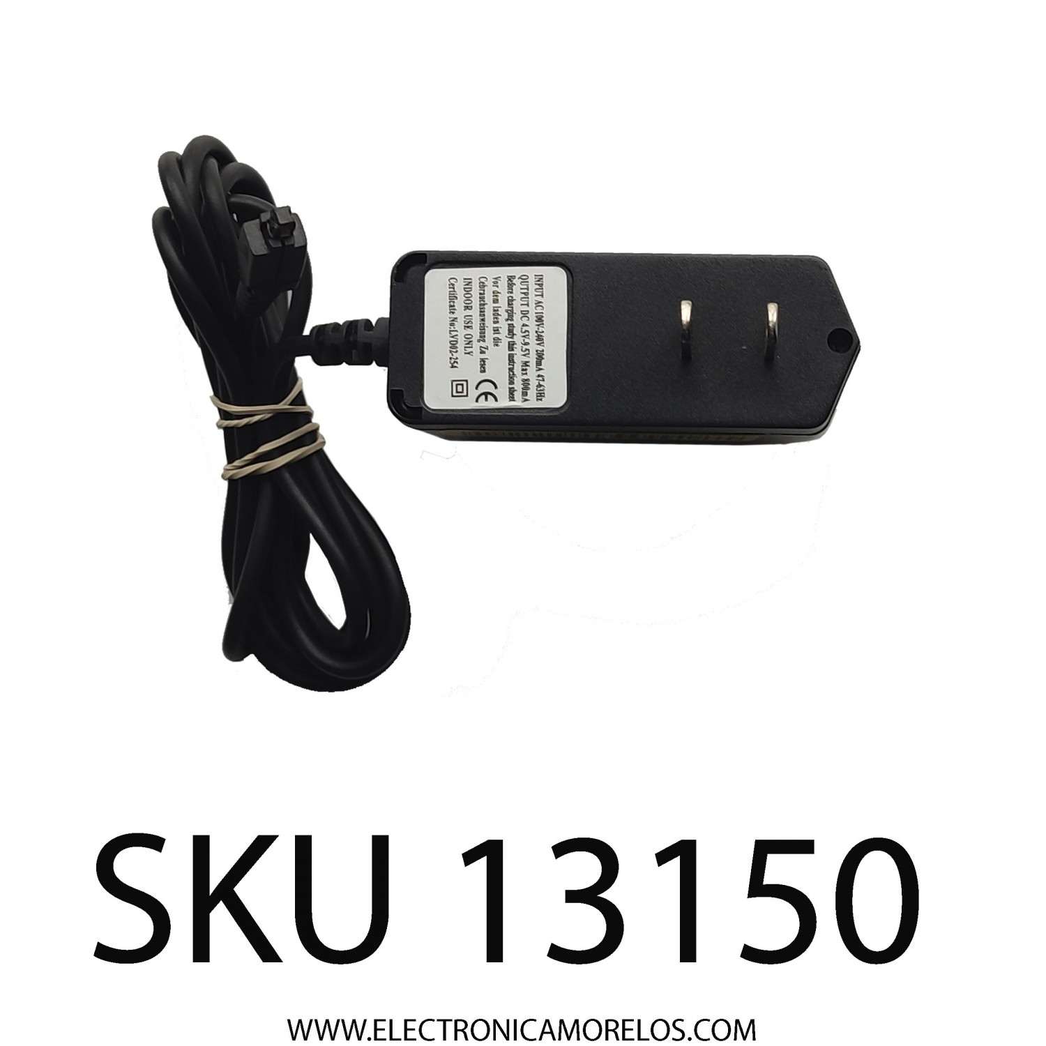ADAPTADOR AC/DC / NUMERO DE PARTE LVD02-254 / INPUT: 100-240V AC 200mA 47-63Hz / OUTPUT: 4.5V DC - 9.5V DC 800mA	